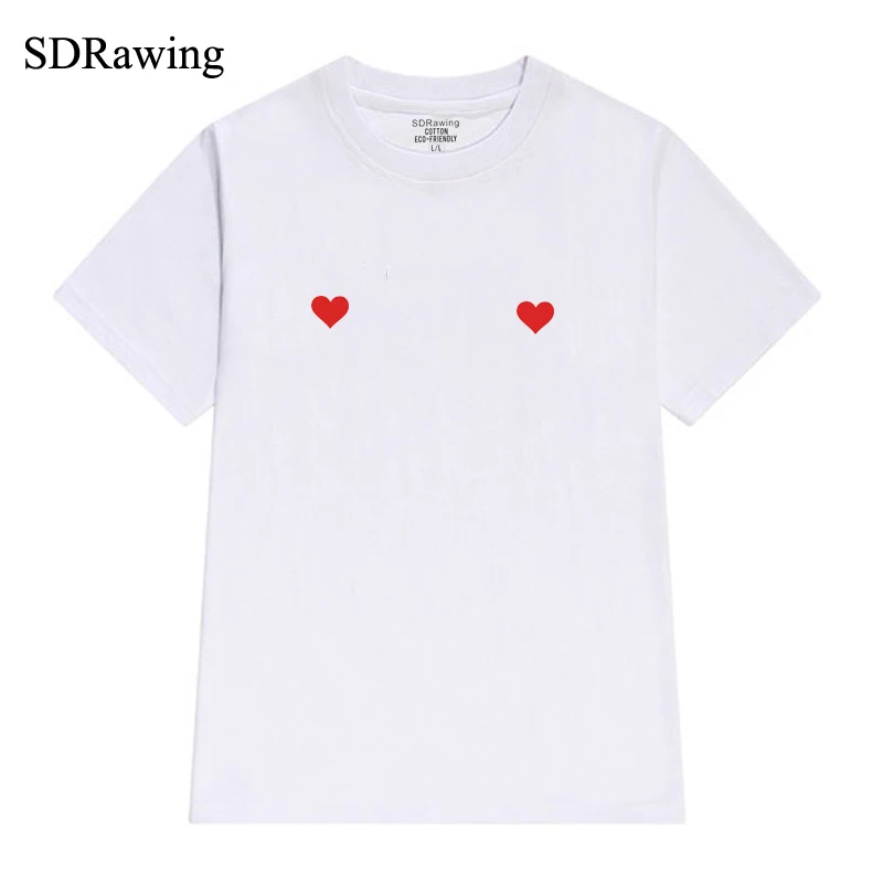 Футболка с принтом «любящее сердце», футболка с принтом груди, футболки, футболка, простой минимальный дизайн, принт, уникальная Милая женская одежда, Прямая поставка
