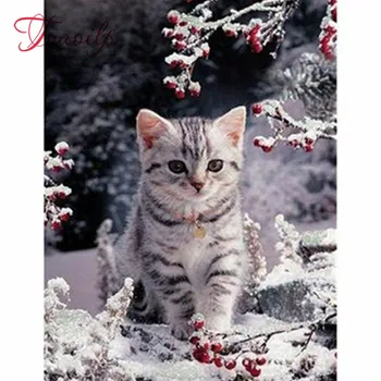 

New 5D DIY Diamond Painting Sneeuw Kat Embroidery Full Square Diamond Cross Stitch Landscape Rhinestone Mosaic Painting Decor