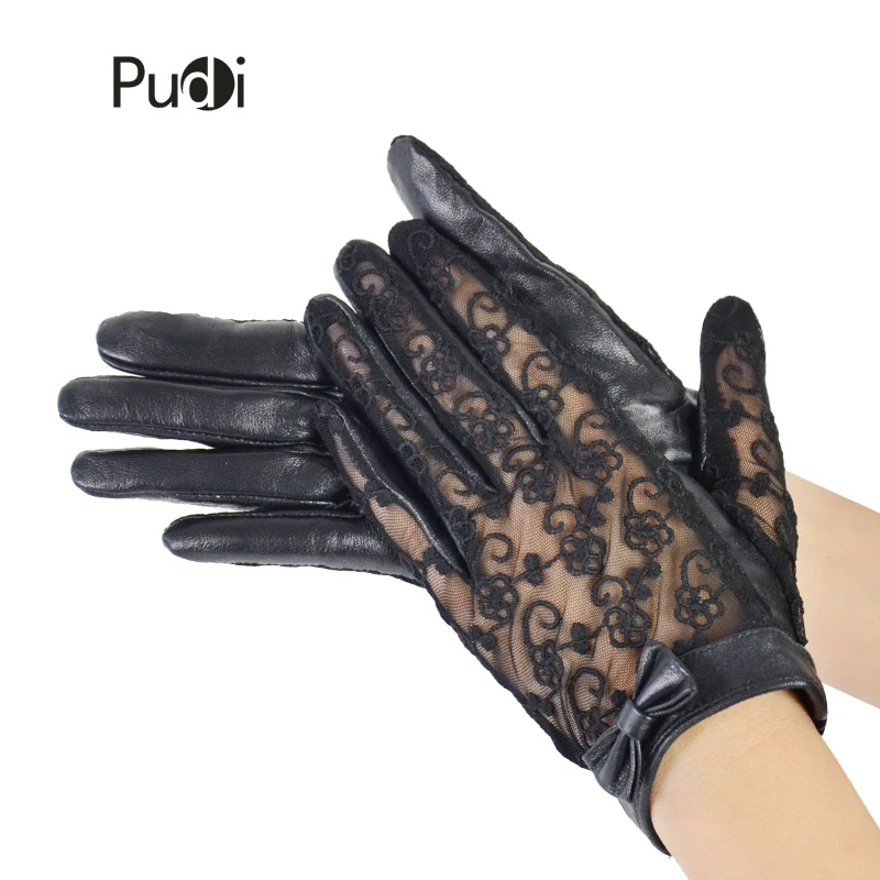 Pudi Gl826 Women's Genuine Leather Lace Glove Real Sheep Leather