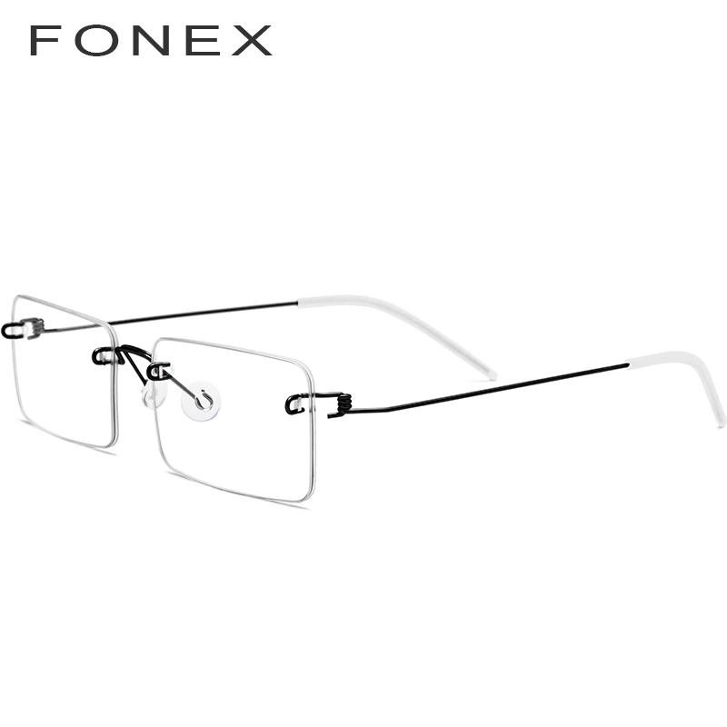 FONEX, оправа из титанового сплава, мужские очки без оправы, квадратные очки для близорукости, оптические очки по рецепту, женские 98619