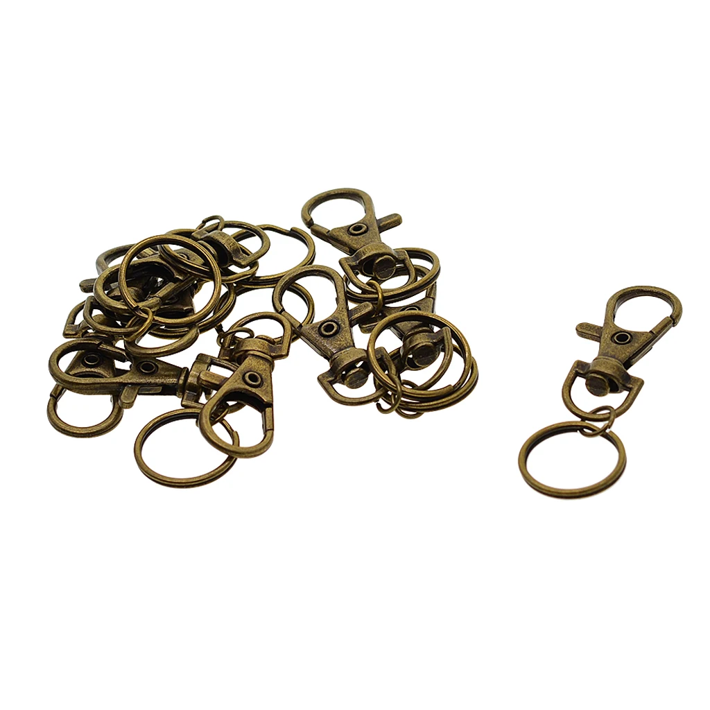 10 Pieces/Set Vintage Metal Swivel Lanyard Snap Hook Lobster Claw Clasp with Key Rings DIY Jewelry Findings