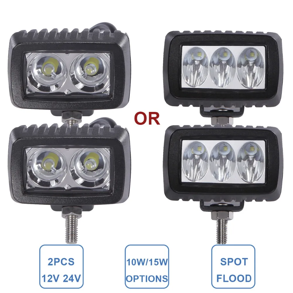 

2PCS Offroad 10W 15W LED Work Light Driving Fog Headlight 12V 24V ATV Motorcycle SUV Bicycle Boat 4X4 4WD Truck Car Camper Lamp