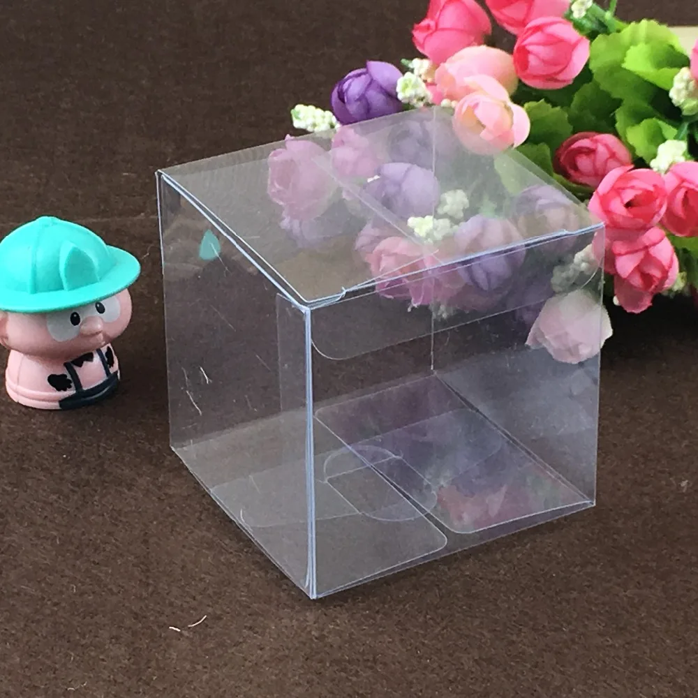 

30pcs 25*25*25cm simple Clear Wedding PVC Box Gift Craft display Box small Jewelry packing holder Transparent plastic boxes