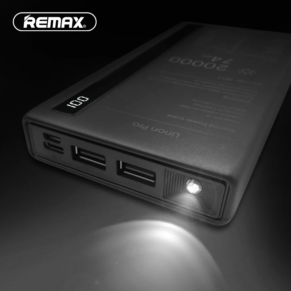 Remax USB Power Bank 20000mAh Fast Charge Portable Charger Type C Micro Usb Led Lamp External Battery for Xiaomi/samsung/iphone