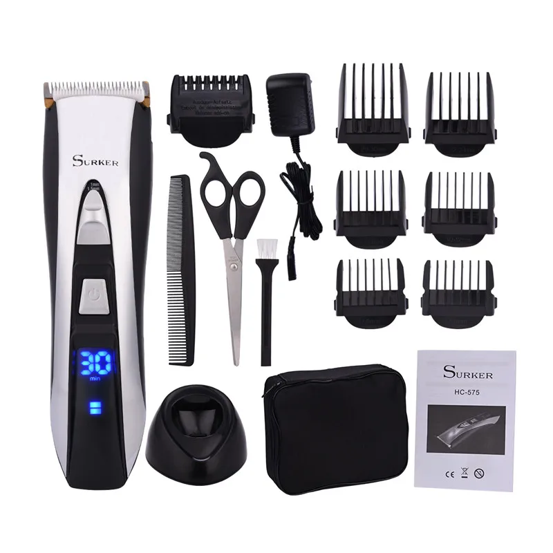 

5 Gear Fine tuning Digital LED High Precision Hair Trimmer Titanium & Ceramic Blade Hair Clipper Men's Hair Cutting Machine S36