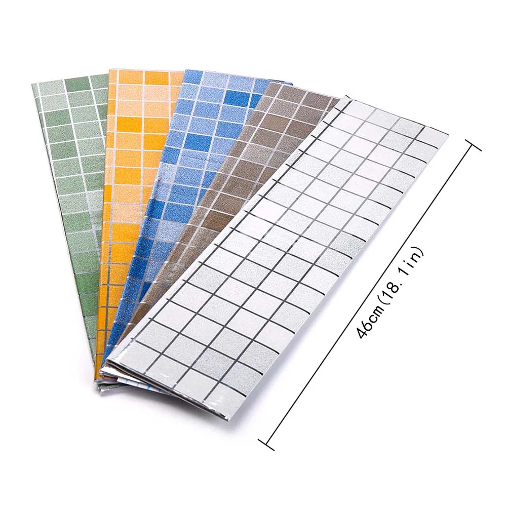 

Aluminum Foil Mosaic Oil Stickers Kitchen High Temperature Paper Bagboard Cabinet Tiles Self - Adhesive Anti - Soot 45*70cm