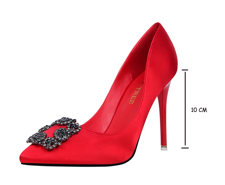 Women's Pumps Shoe Office Lady Slip-On Red Women Shoes Hgh Heel Sandals Crystal Luxury Brand Shoes Women 2018 High Heels Party   (3)