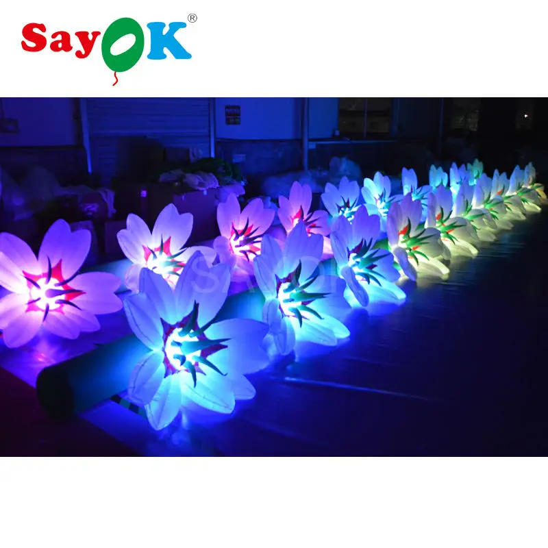 

Free shipping 16 colors 5m length inflatable flower chain high quality inflatable flower wedding decoration for event stage