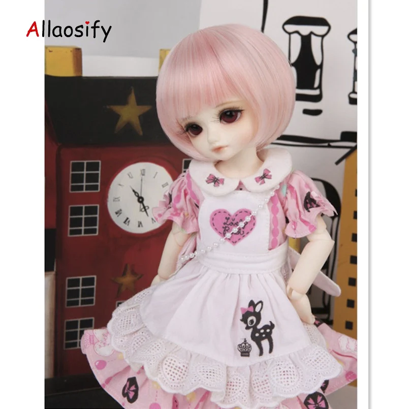 Allaosify волос 1 шт. розовый высокое Температура провод 1/3 1/4 1/6 1/8 bjd парик короткий парик специально для куклы