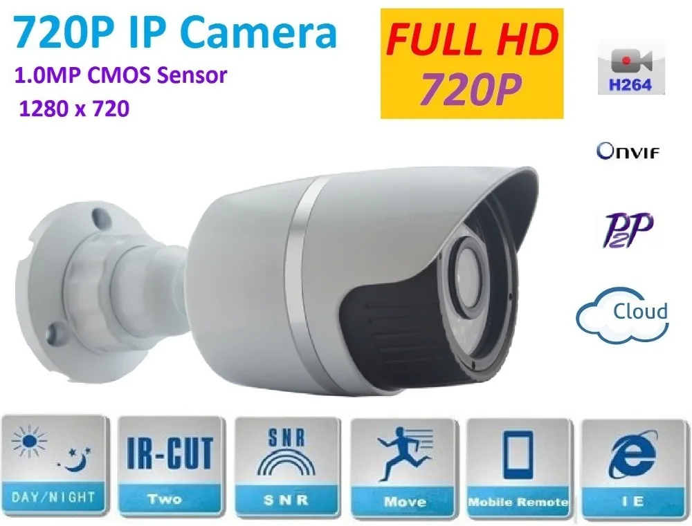 

New type 1280*720P 1.0MP Mini Bullet 720P IP Camera ONVIF H.264 P2P Waterproof Outdoor IR-CUT Night Vision Easy Plug and Play,