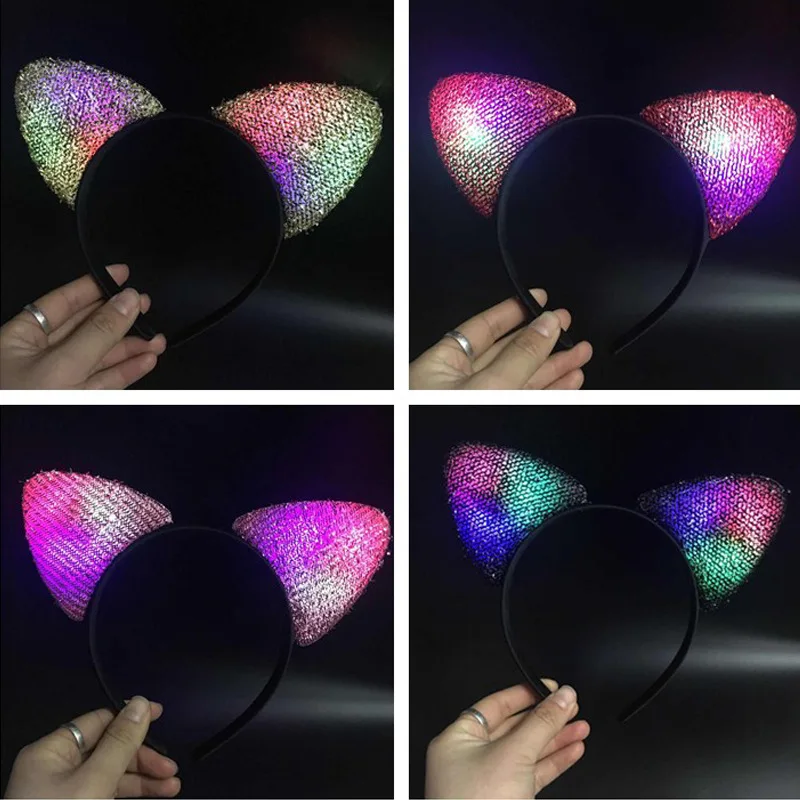 led Cat Ears LED Headbands Party Light Up Flashing Blinking Party Wear