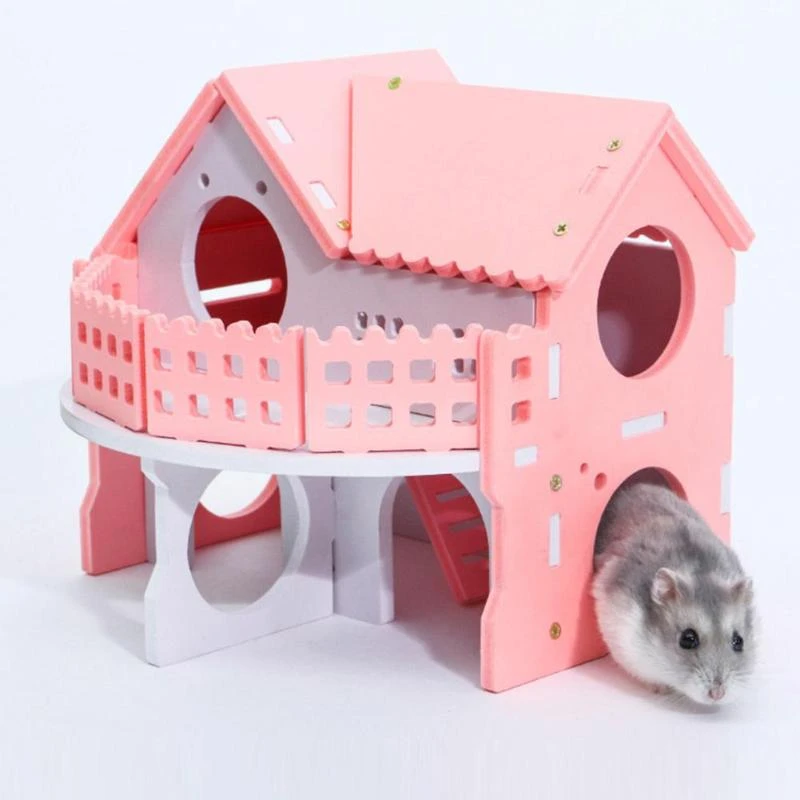 かわいい小動物ケージウサギハムスターハウスシングル二重層スケートボード糸車ハムスター Gerbil マウスペットケージハウス 鳥かご Aliexpress