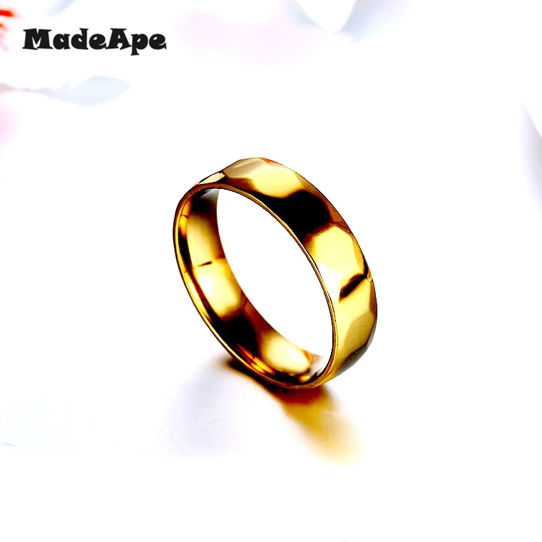 MadApe Promotion Gold Color Ring Wedding Rings For Women Stainless Steel Couple Jewelry