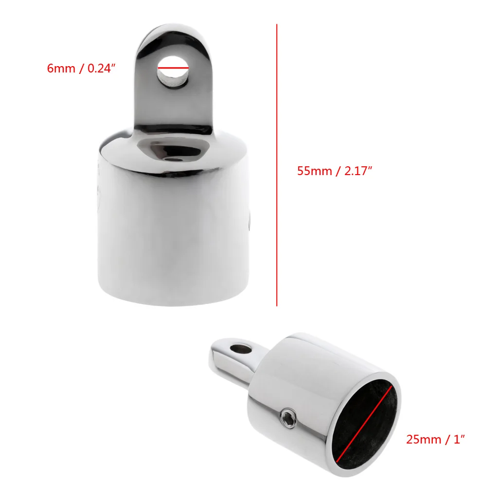 Polished Eye End Cap - 1'' Bimini Top Canopy Hardware Fitting for Boat Marine, Stainless Steel 316