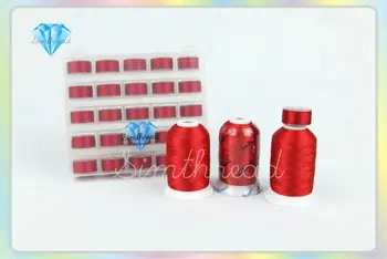 

Wholesales RED Color Type A 25pcs Prewound Bobbins Embroidery Thread with box + 3 Spools Polyester Embroidery Thread, 1000M Each