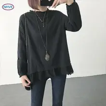 NFIVE бренд Женские однотонные свободные рубашки Новая мода весна из вязаного цветочного кружева Hem рубашка Качество конопли хлопок милая Повседневная футболка