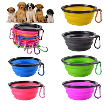 Dog Bowl, Pet Dog Cat Travel Bowl Silicone Foldable Collapsible Feeding Water Dish Feeder portable water bowl for pets
