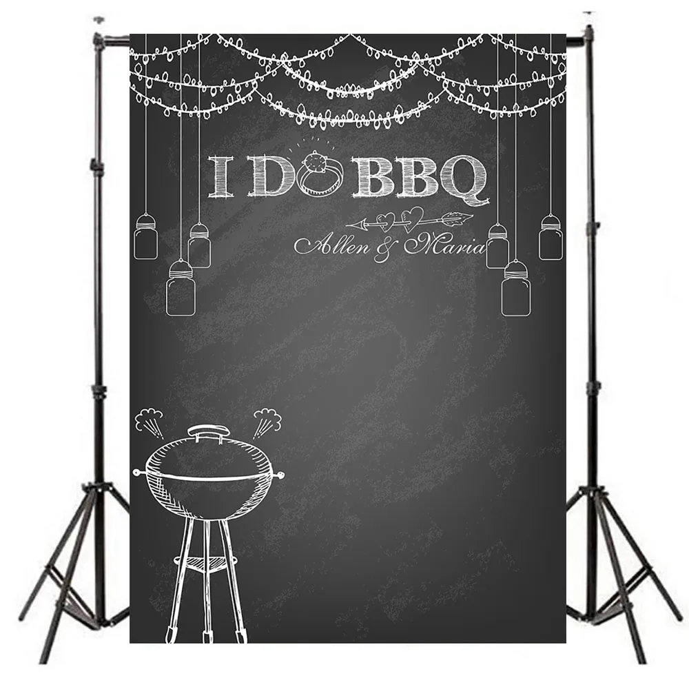 

NeoBack I Do BBQ Decorations Backdrop BBQ Style Engagement Party Photo Background Customized Rustic Wedding Backdrops