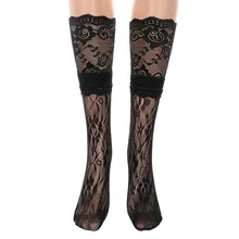 1 пара коротких носков в стиле ретро полые сексуальные цветочные кружевные эластичные сетчатые прозрачные женские носки до голени для девочек