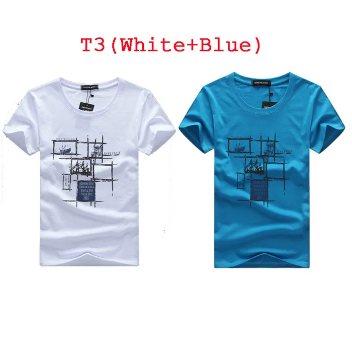 T3(WHITE-BLUE) Мужская футболка, летняя повседневная футболка с коротким рукавом, Мужская Уличная футболка с 3D принтом, camisetas hombre, футболки высокого качества - Цвет: T3(WHITE-BLUE)