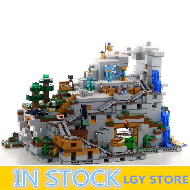 

SY947 18032 The Mountain Cave Set Building Kit Blocks Bricks My worlds Clone Compatible With 21137 birthday gifts For Child