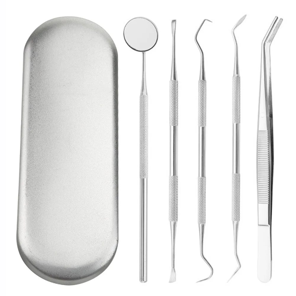 5Pcs Stainless Steel Dental Tool Set Kit Dentist Teeth Clean Hygiene