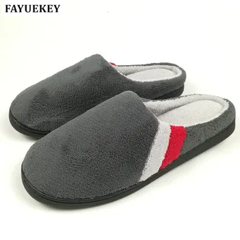 

FAYUEKEY Big Size 2020 Spring Winter Home Thermal Cotton-Padded Slippers For Men Indoor\Floor Boys Gift Warm Slippers Flat Shoes