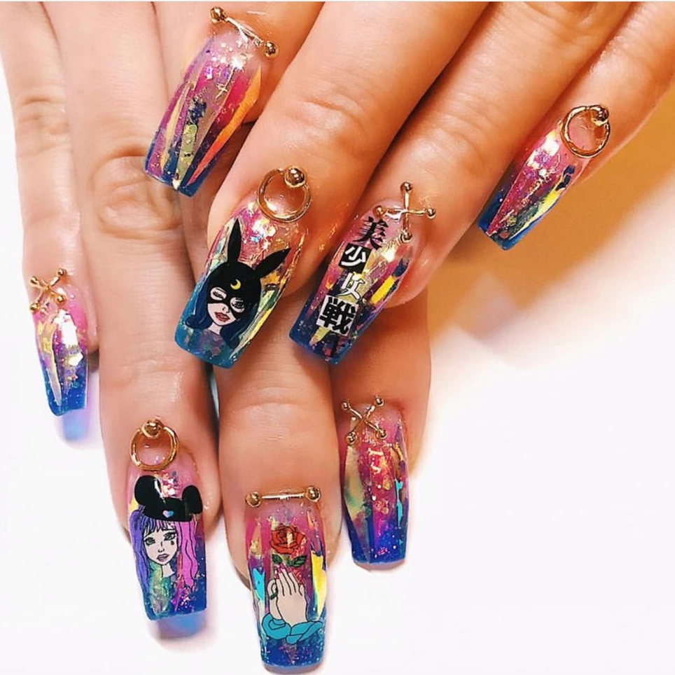 L+ серия панк Девушка Дизайн L-307 стикеры 3D на ногти Nail Art Наклейка шаблон инструмент для ногтевого дизайна украшения