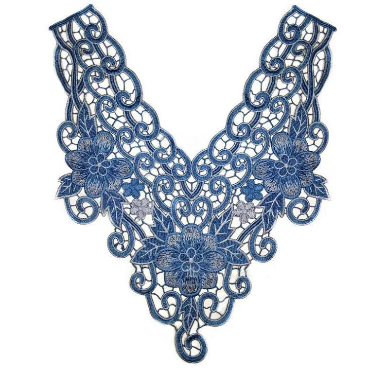2pcs blue folk style colorful neckline neck collar embroidery lace 2pcs blue folk style colorful neckline neck collar embroidery lace