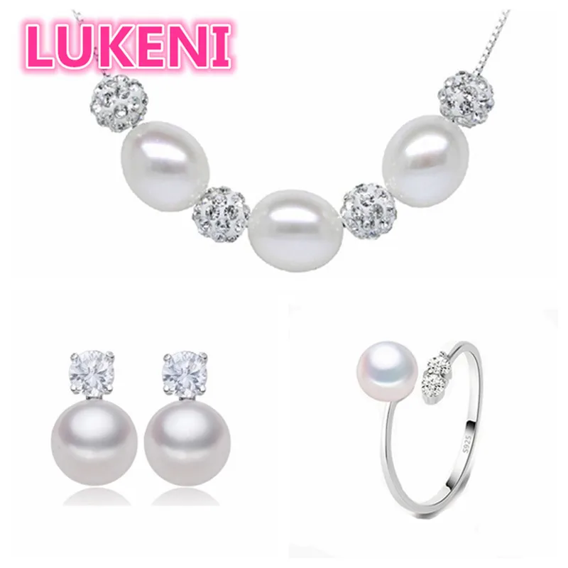 

Real freshwater pearl jewelry set women natural pearl sets 925 sterling silver jewelry girl birthday engagement gift 3-X2-E3-J2