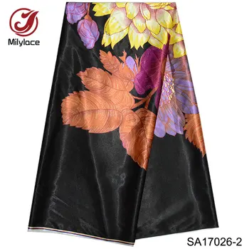 

Digital print Satin material African wax design fabric beautiful flower pattern printed satin fabric for garment SA17026-2