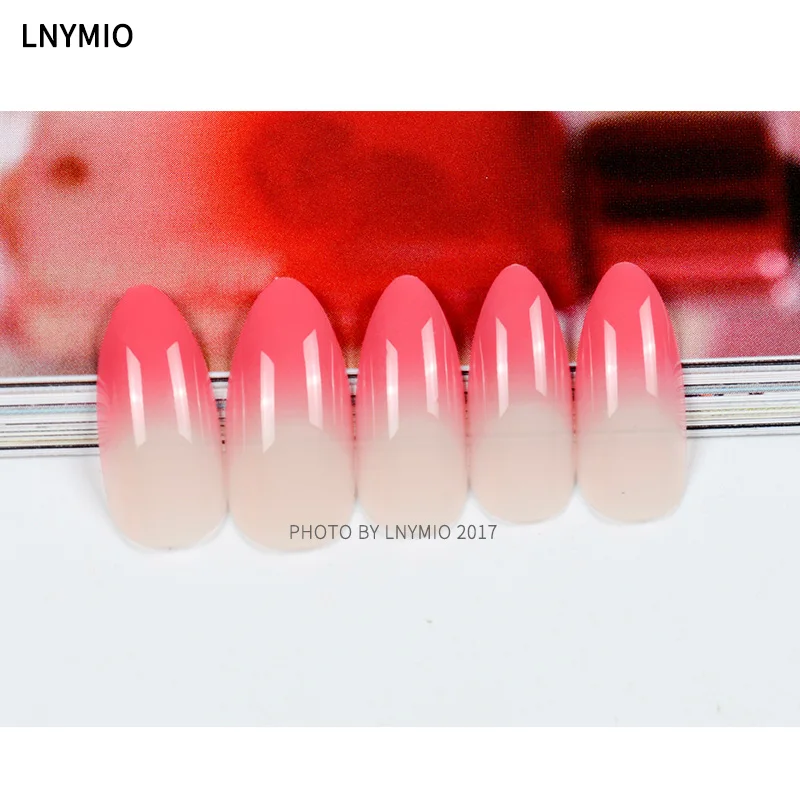 

2017 gradient Color fake nails peach red sexy press on nail tips 24pcs