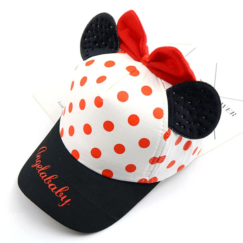 Шляпка для Девочки уши Микки бант узел дети Snapback мальчик демисезонная бейсболка Beanie ведро Кепка s Осень Дети мальчики девочки шляпа от солнца