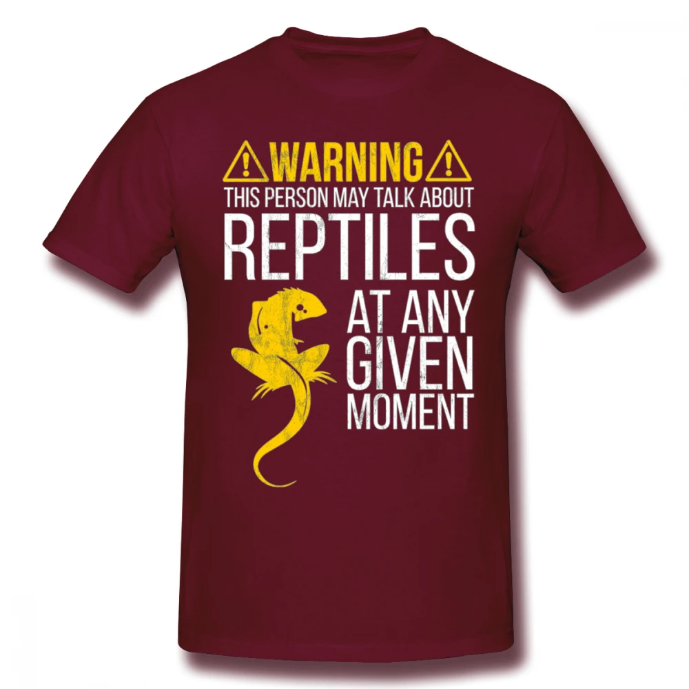 Пользовательские рептилий Предупреждение внимание ящерица футболка мужской размера плюс Homme футболка размера плюс - Цвет: Коричневый