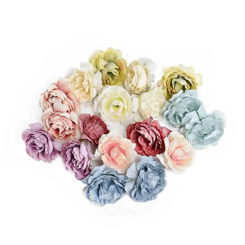 

10pcs Mini Artificial Flower Silk Rose Flower Head Wedding Party Home Decoration DIY Wreath Scrapbook Craft Fake Flower