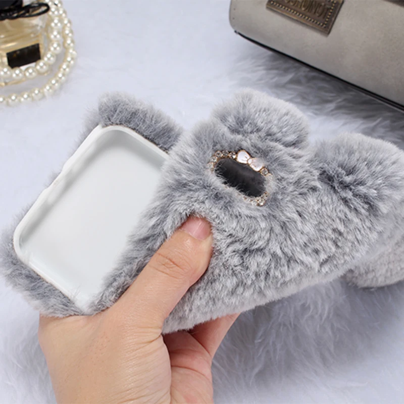 SIXEVE мех 3D Кролик Силиконовый чехол для iPhone 6 s 6S 7 8 10X5 5S SE 5SE 6Plus 6SPlus 7Plus 8Plus мобильный
