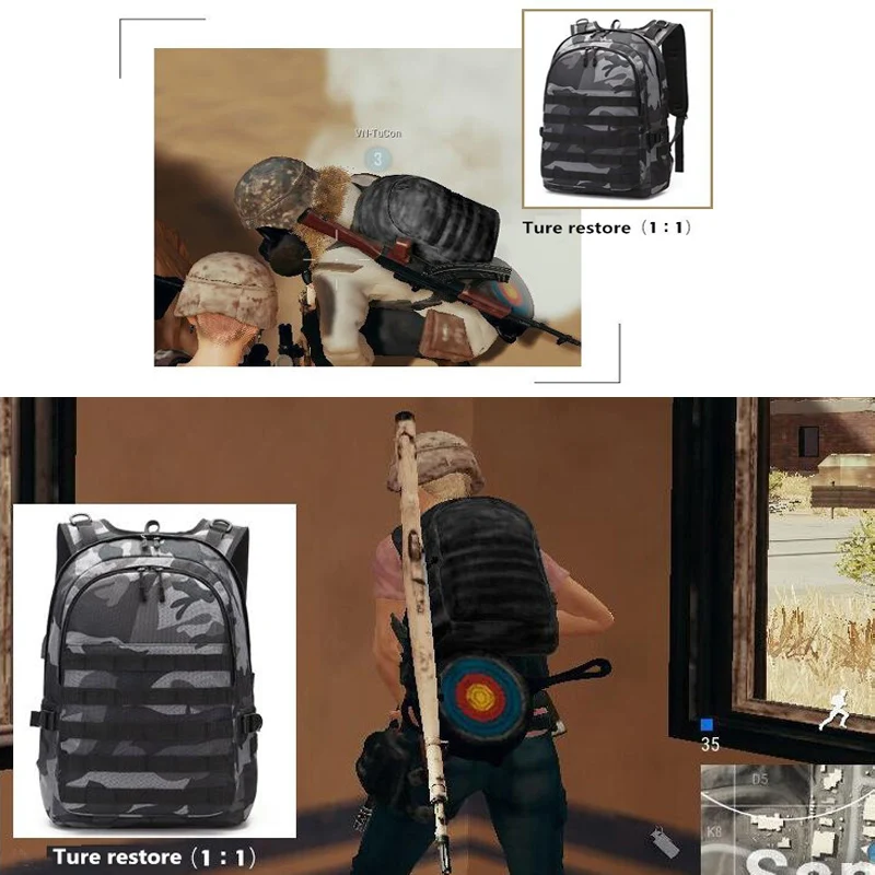 PUBG рюкзак мужская сумка Mochila Pubg Battlefield infants пакет камуфляж путешествия холст USB разъем для наушников сзади сумка рюкзак