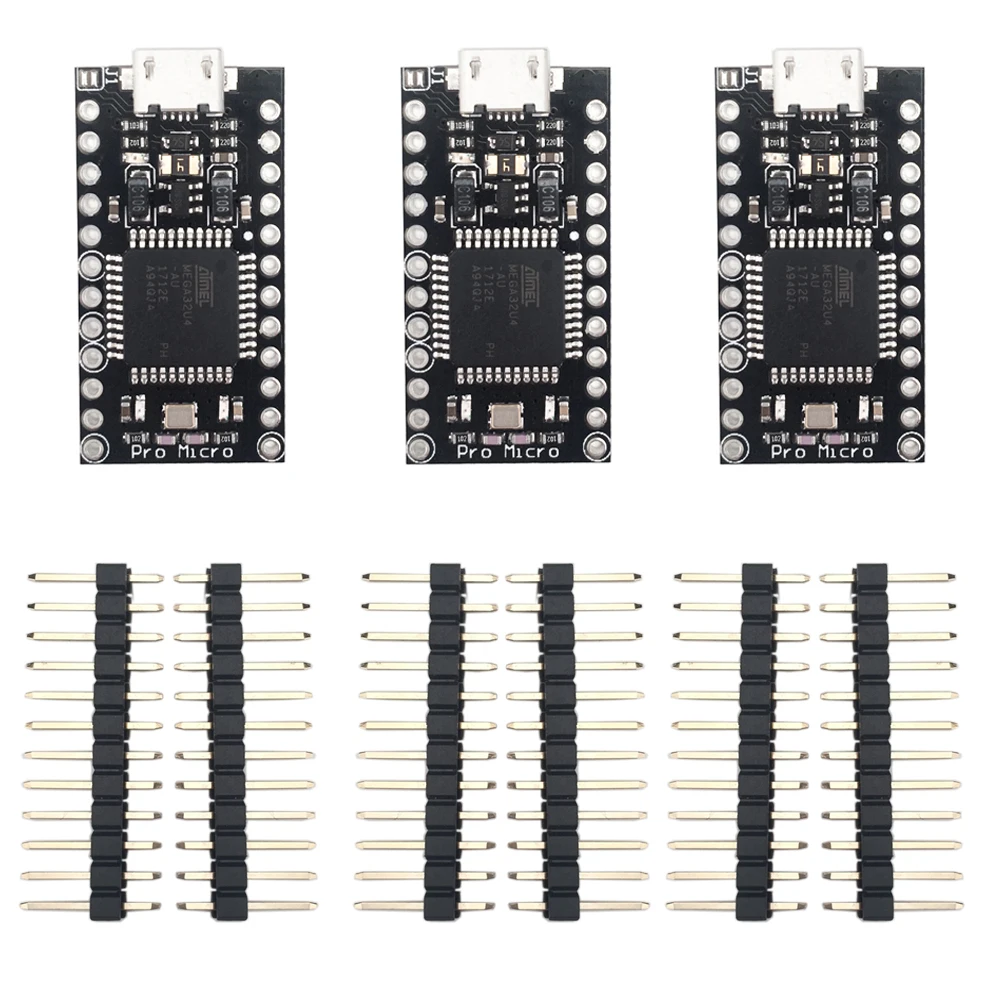 KOOKYE 3 шт. черный Pro микро Плата ATmega32U4 5 В/16 МГц модуль Плата с 2 Ряд контактный разъем для Arduino Leonardo Заменить ATmega328