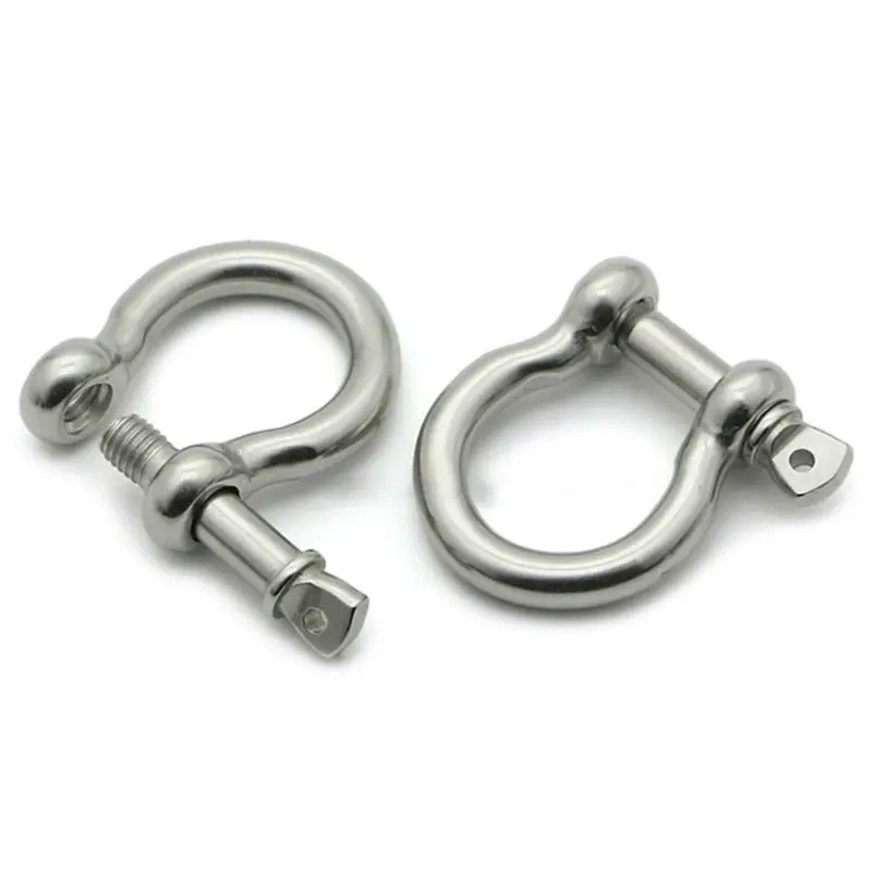 

2pcs M8 D-Ring Screw Pin Anchor Bow Shackle Rigging European Style for Chains Wirerope Bow Shackles Recovery Rigging Tow