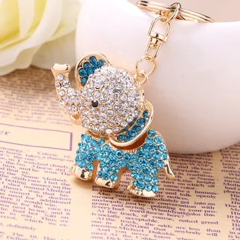 

5PCS Fantastic Beasts Elephants Keychain Creative Rhinestone Animal Metal Keyring Car Keyfobs Charm Bag Accessories Gift R031