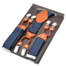 Tirantes elásticos de moda para Hombre, pantalón para Hombre de cuero, Clips, Suspensorio para adulto, Bretelles de 3,5x120CM