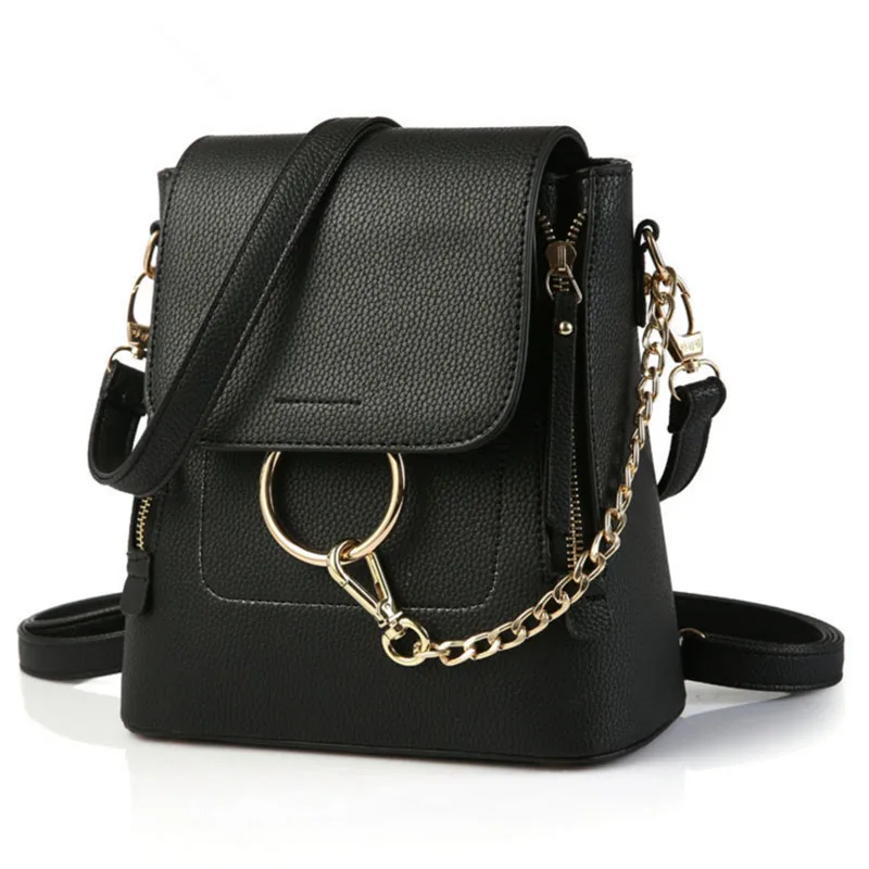 2017 new Double Zipper Chain Ring Shoulder Crossbody Bags For Women fashion PU Leather Bags Women backpack Female Bag Bucket bag 2017 new Double Zipper Chain Ring Shoulder Crossbody Bags For Women fashion PU Leather Bags Women backpack Female Bag Bucket bag