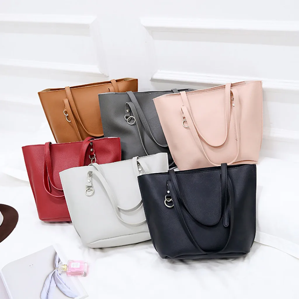 4Pcs Folding Women Big Size Handbag Tote Ladies Casual Pattern Leather Shoulder Bag+Crossbody Bag+Handbag+Wallet#3