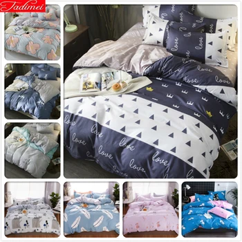 

New Fashion AB Side Duvet Cover Sheet Pillowcase 3/4 pcs Bedding Sets Child Soft Cotton Bed Linens Single Twin Queen Kinig Size