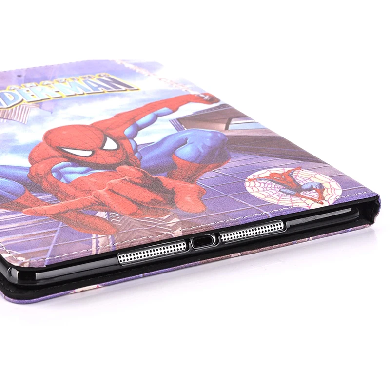 Супер герой чехол для iPad 2/3/4 Чехол из мультфильма, популярная яркая детская одежда с рисунком Супермен, человек паук» и «Бэтмен», чехол-книжка с подставкой из искусственной кожи смарт-чехол