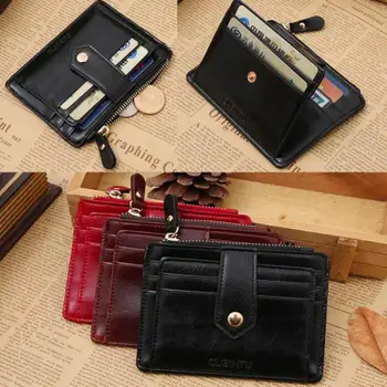 

2018 New arrival Mini Leather Zipper Credit Card ID Holder Money Clip Wallet brief convinient Fashionable August 3