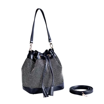 

Women's Casual Totes Bucket Shoulder Bags PU Leather Diamonds Crossbags Two Straps Outdoors High Capacity