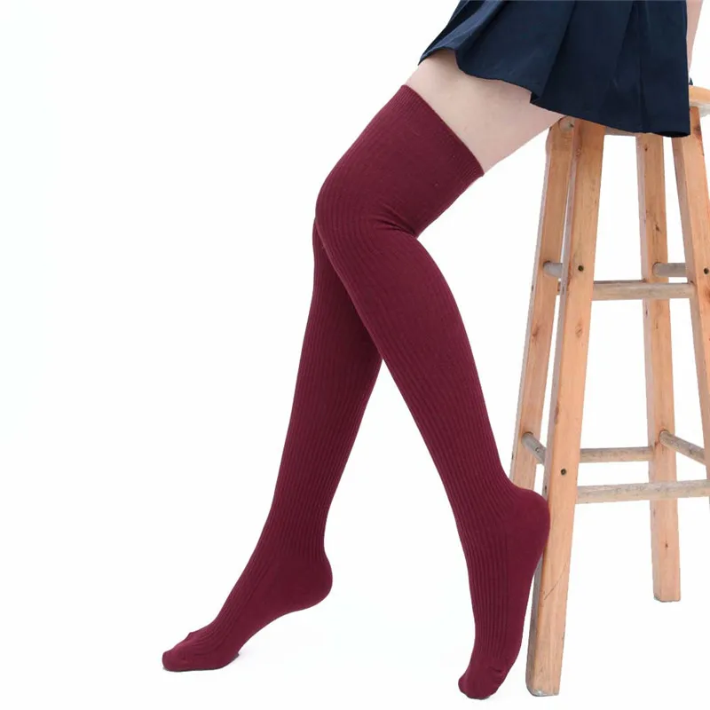 60 шт./лот, сексуальные модные женские облегающие высокие носки выше колена, зимние теплые вязаные носки для девочек