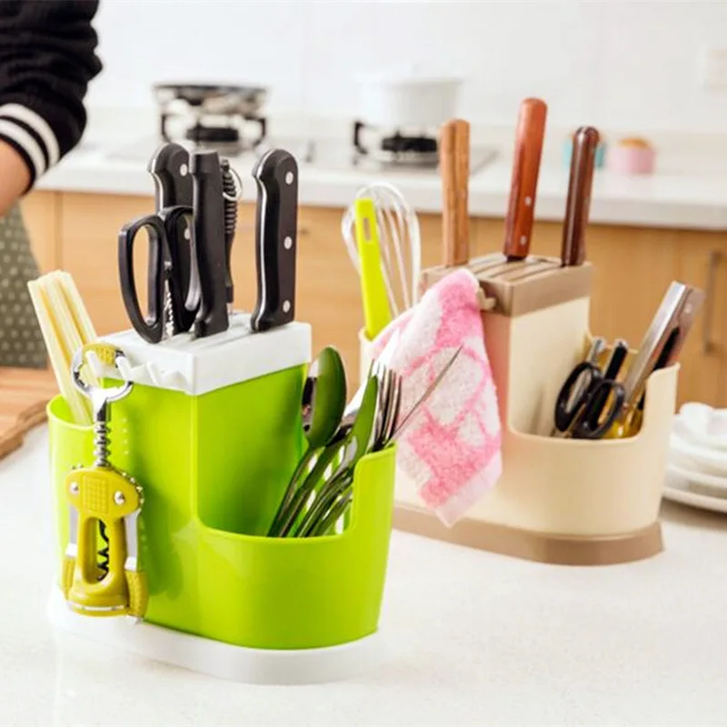  Multifunction Knife Holder Plastic Chopsticks Cage Draining Rack Storage Shelf Stand For Knives Kit