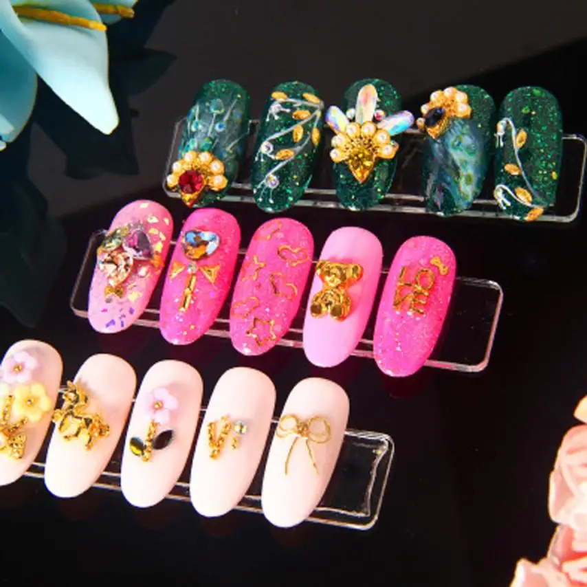 10Pcs Nail Art False Tips Sticks Practice Display Fan ...